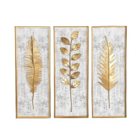 32" Gold Contemporary Floral Wall D&eacute;cor Set {9}