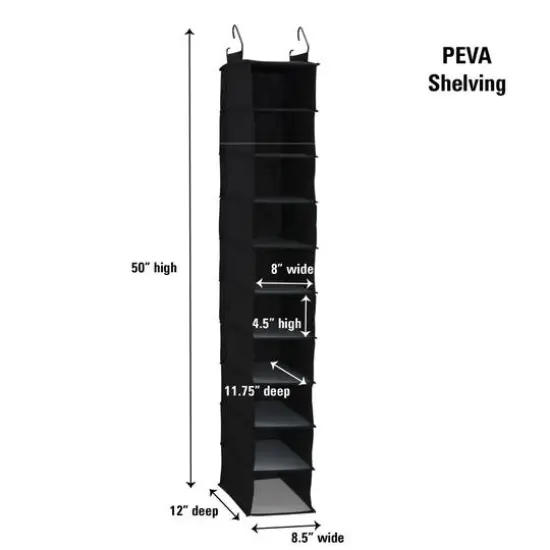 Household Essentials 10 Shelf Hanging Closet Organizer Black {6}