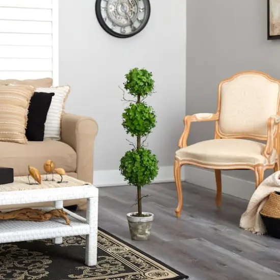 3ft. Potted Eucalyptus Triple Ball Topiary Tree {5}