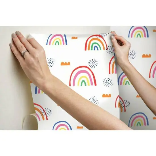 RoomMates Rainbow's End Peel & Stick Wallpaper Red and White {9}
