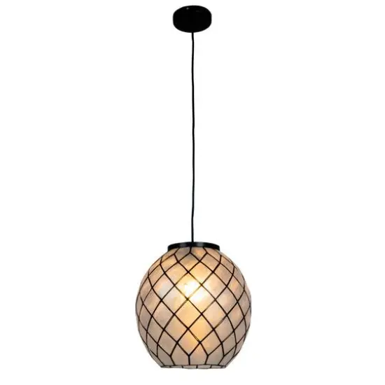 Hello Honey&reg; Marina Natural Capiz & Metal Orb Pendant Ceiling Light {6}