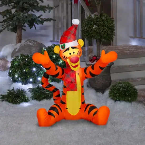 3.5" Airblown&reg; Inflatable Christmas Tigger in Santa Hat {4}