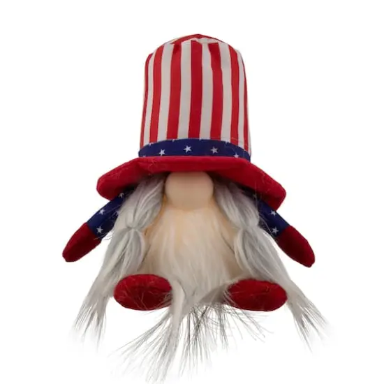 6" Lighted Americana Girl 4th of July Patriotic Gnome {1}