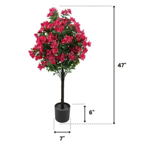 GreenSmart Dekor 4ft. Artificial Bougainvillea Plant in Black Pot  {3}