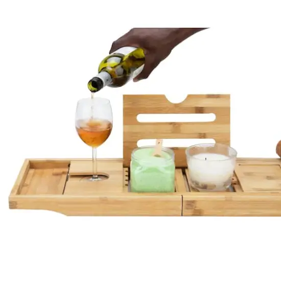 Mind Reader 27" Brown Bamboo Bathtub Caddy Organizer {3}