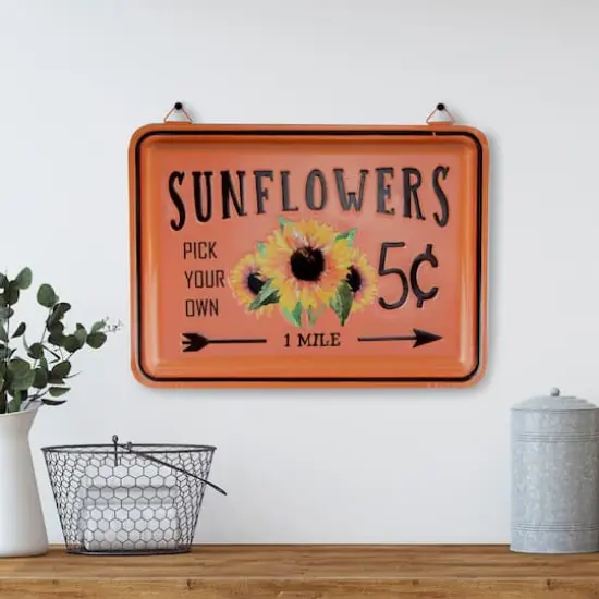 Fall Harvest Orange Sunflowers Wall Sign {3}