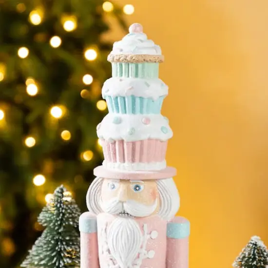 Glitzhome&reg; 18.25" Resin Christmas Cupcake Nutcracker Table Decor {5}