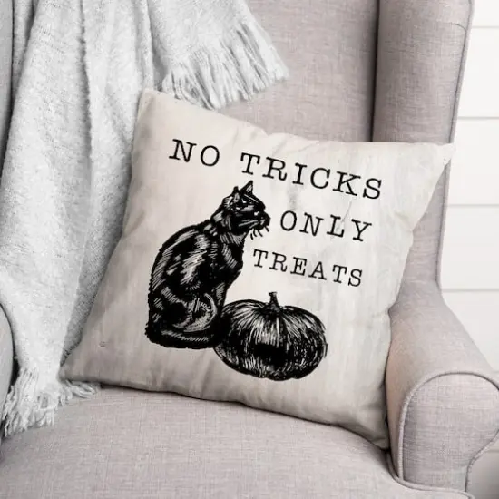 No Tricks Only Treats Cat Throw Pillow {3}