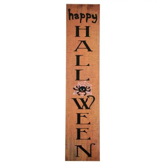 36" Orange Wood Happy Halloween with Spider Wall Sign {1}