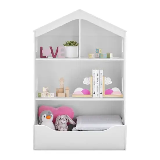 Delta Children Bianca White Playhouse Bookcase with Toy Storage {4}