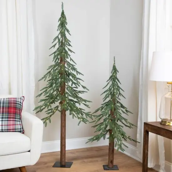 4ft. Pre-Lit Alpine Artificial Christmas Tree, Clear LED Lights {5}