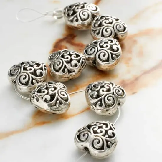 Silver Plated Filigree Heart Beads, 12mm by Bead Landing&trade; {3}
