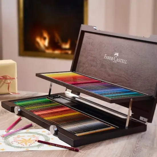 Faber-Castell Polychromos 120 Color Colored Pencil Set in Wood Case {3}