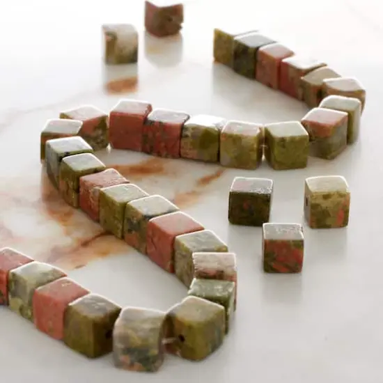 Green Unakite Cube Beads, 6mm by Bead Landing&trade; {3}