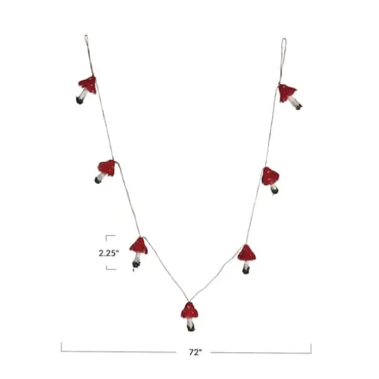 Hello Honey 6ft. Pink, White & Green Feather & Foam Mushroom Garland with Gold Glitter & Faux Moss {5}