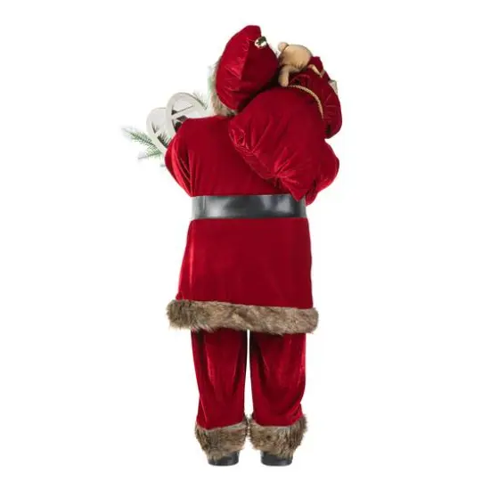 Glitzhome&reg; 35.5" Faux Fur Traditional Christmas Santa Figurine {8}