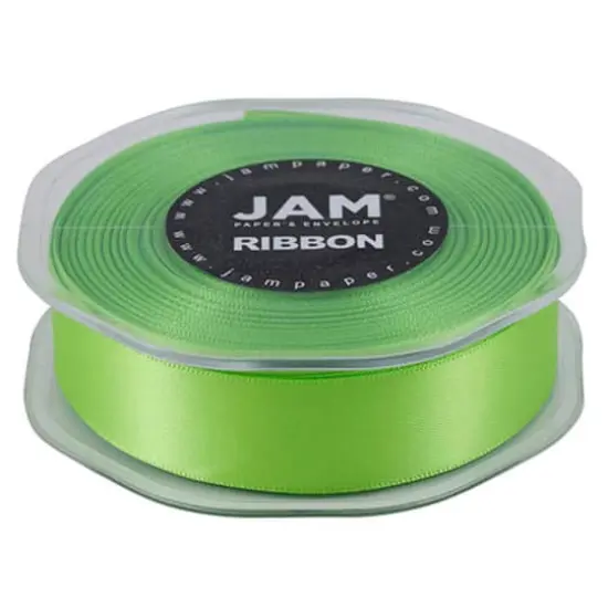 JAM Paper 7/8" x 25yd. Double Face Satin Ribbon Lime Green {6}