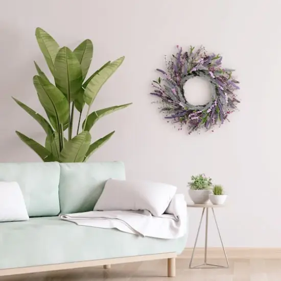 24" Artificial Lavender Floral Spring Wreath {5}