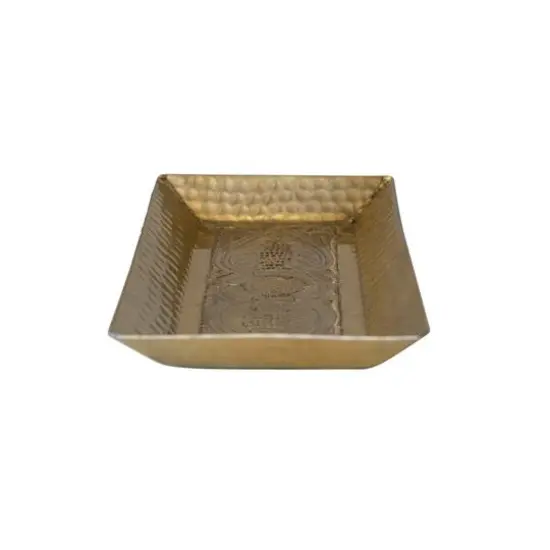 Hello Honey® 11.5" Gold Finish Decorative Hammered Aluminum Tray {5}