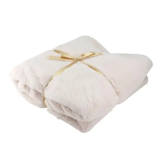 Light Peach Faux Fur Throw Blanket {3}