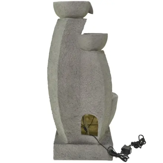 43.5" Gray Fiberglass 4-Tier Fountain with LED Light {6}