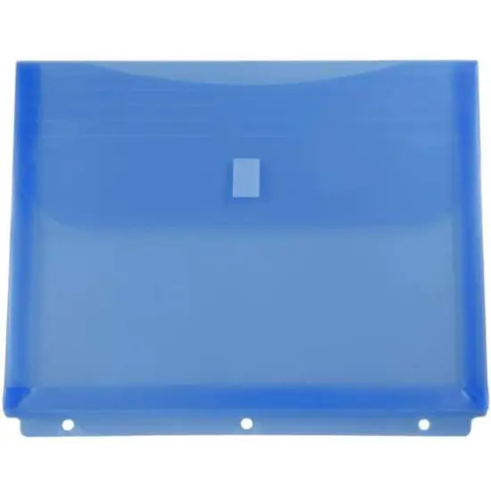JAM Paper 9.5" x 11.5" Hook & Loop Closure 3-Hole Punch Plastic Envelopes, 12ct. Blue {1}