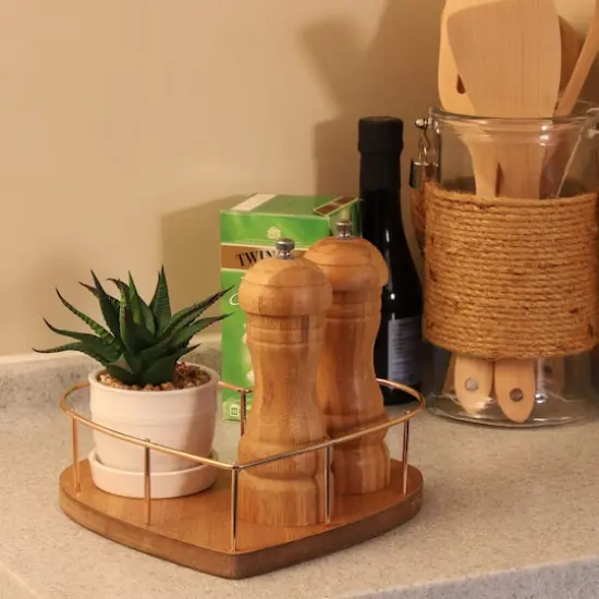 9" Heart Shaped Tray with Wooden Base {4}