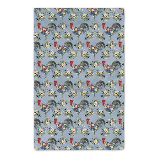 Floral Rooster Collage Blue 16" x 25" Towel Set {6}