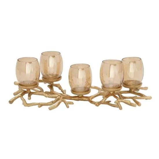 6" Gold Aluminum Coastal Candle Holder {6}