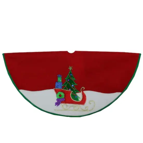 20" Embroidered Sleigh & Tree Applique Mini Tree Skirt {3}
