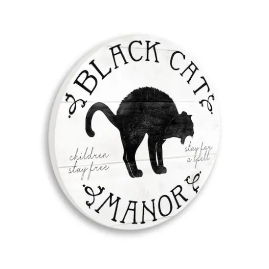 Stupell Industries Black Cat Manor Sign Wall Plaque Art {1}