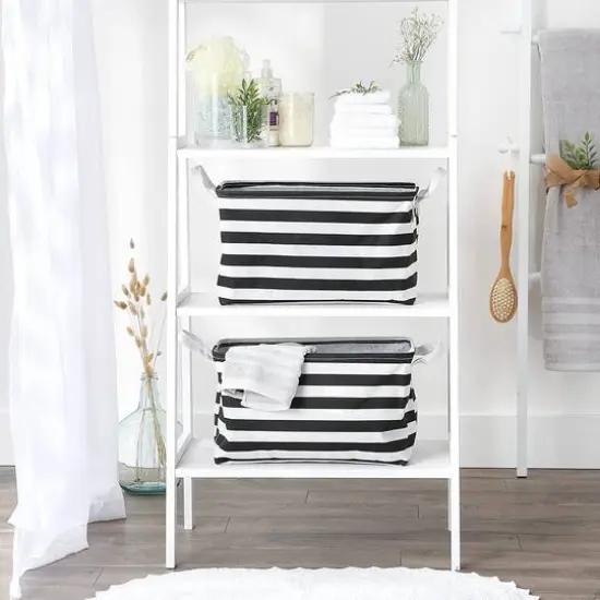 DII&reg; Striped Laundry Bins, 2ct. Black Stripe {4}