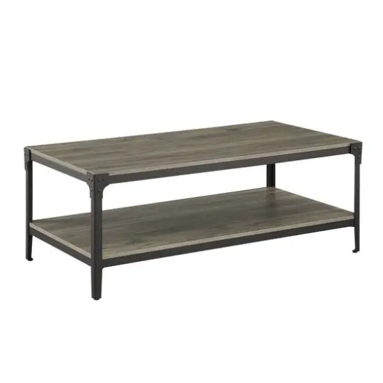 Walker Edison 48" Slate Gray Angle Iron Coffee Table {6}