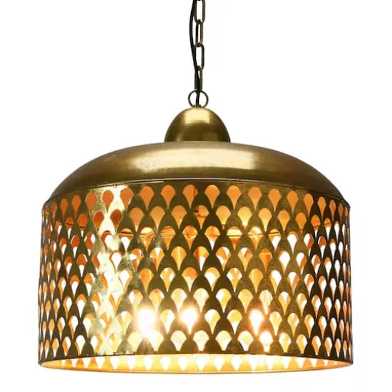 Hello Honey&reg; 20" Vintage Brushed Gold Metal Ceiling Light {5}