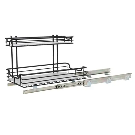 Household Essentials Glidez 2-Tier Cabinet Organizer Black {9}