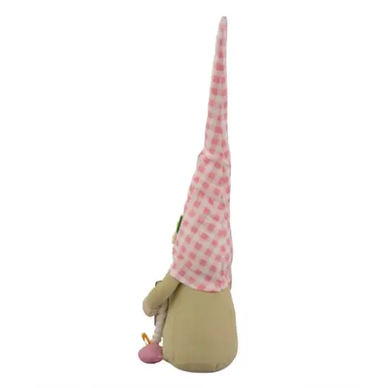 16" Pink Gingham Plaid Springtime Gnome with Chalkboard {6}