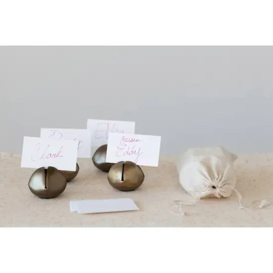 Hello Honey&reg; 2.5" Metal Bell Place Card Holders with Cards Set {4}