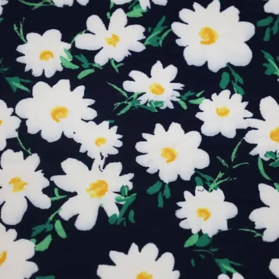 Fabric Merchants Daisies on Blue Double Brushed Stretch Fabric {1}