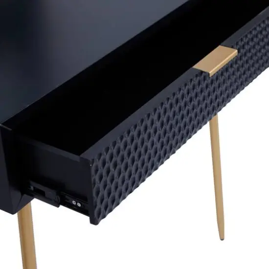 Set of 2" Black Wood Contemporary Console Table with Mirror, 31" x 31" x 16" {6}