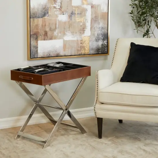 26" Modern Wine Holder Brown {8}