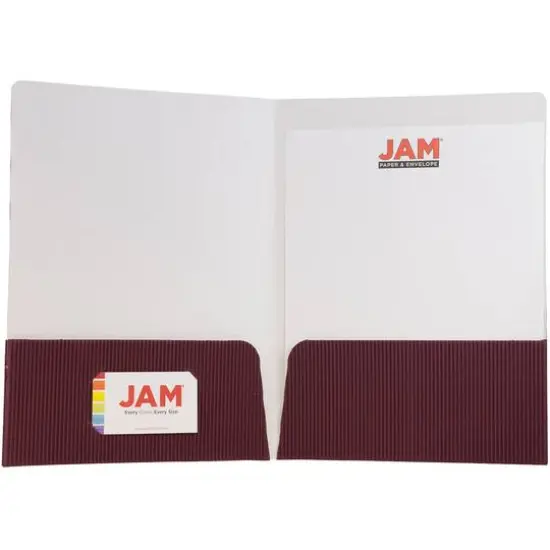 JAM Paper Corrugated Textured 2-Pocket Folders, 6ct. Burgundy {5}