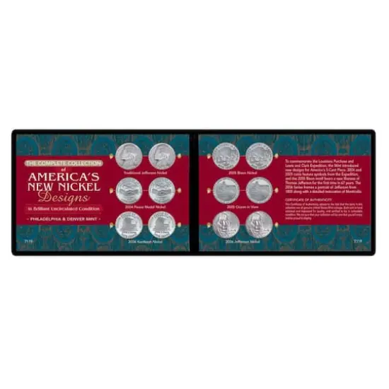 Complete Collection of America's New Nickel Designs in Soft Wallet {1}