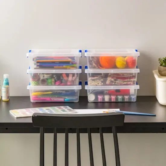 Iris&reg; 2.4 Qt. Latching Storage Totes, Clear, Set of 6 {3}