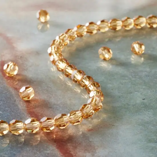 Preciosa Glass Crystal Round Beads, 4mm by Bead Landing&trade; Light Colorado Topaz {3}