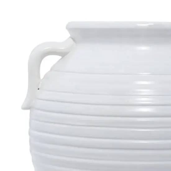 10" White Stoneware Vintage Planter {6}