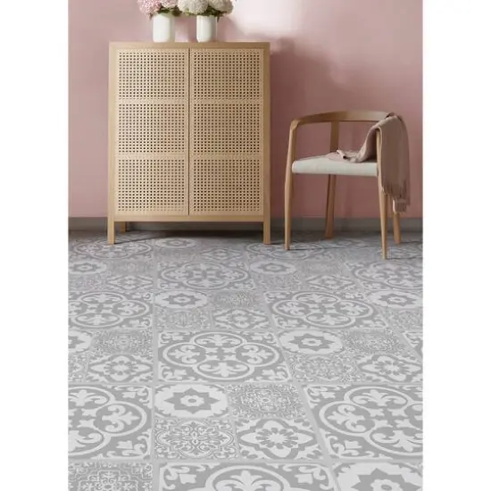 FloorPops Valencia Peel & Stick Floor Tiles, 6ct. Gray {7}