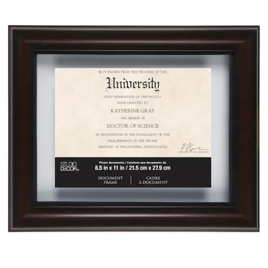 11" x 14" Mahogany & Black Document Float Frame by Studio D&eacute;cor&reg; {1}
