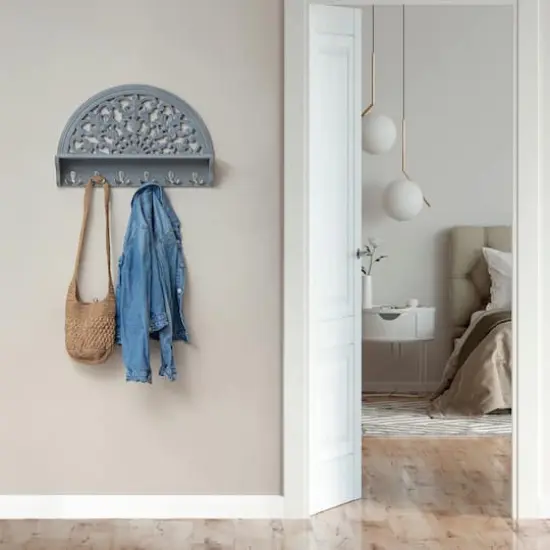 Habitat Round Decorative Gray Carved Wall Hanging {3}