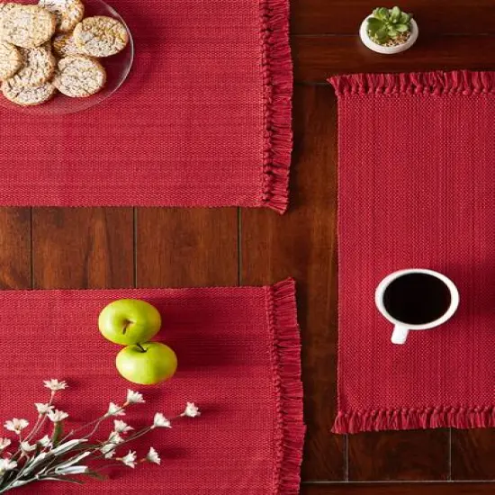 DII&reg; Variegated Fringe Cotton Placemats, 6ct. Tango Red {8}