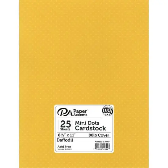 PA Paper&trade; Accents Mini Dot 8.5" x 11" Cardstock, 25 Sheets Daffodil {1}